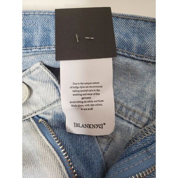 Blank NYC The Fulton Denim Roll Up Shorts Light Wash Raw Hem 100% Cotton - Picture 9 of 12